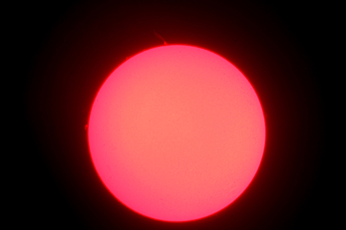 Sonne im H-alpha-Licht, 9.5.2018, Aufnahme Werner Wöhrmann