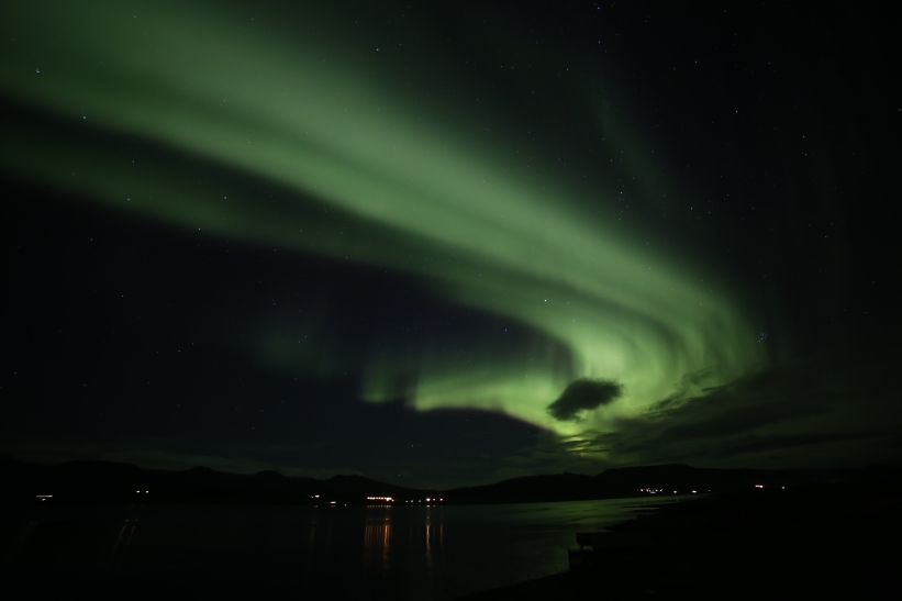 Polarlicht am Hvalfjördur Fjord, 8.10.2015, Foto: Gerold Holtkamp