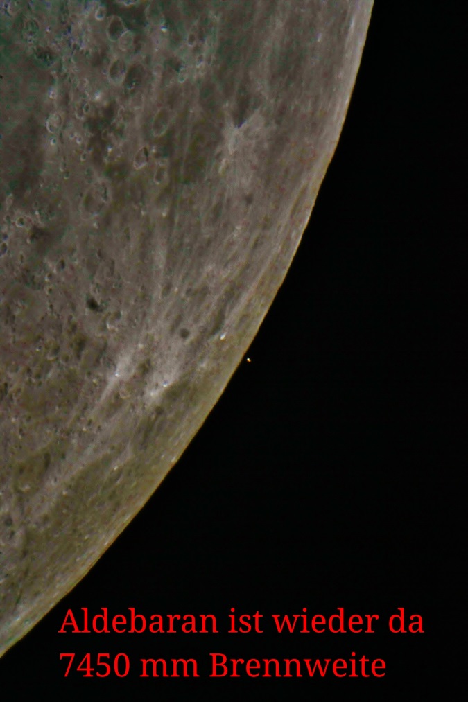 Bedeckung Aldebaran durch den Mond am 23.2.2018, Aufnahme: Martin Steinbeißer