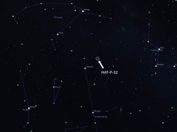 Position Exoplanet HAT-p-32 b, Quelle: Stellarium