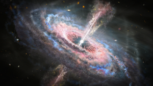 Künstlerische Darstellung eines Quasars, Quelle: NASA, ESA and J. Olmsted (STScI)