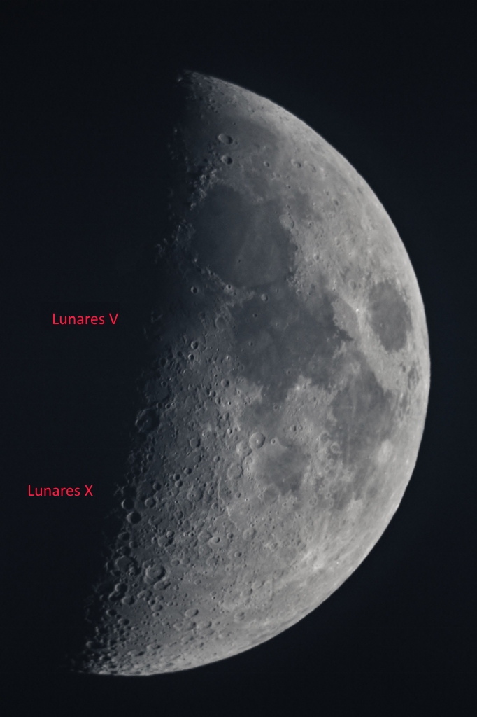 Mond mit lunarem X und V, 11.5.2019, Aufnahme: Martin Steinbeißer